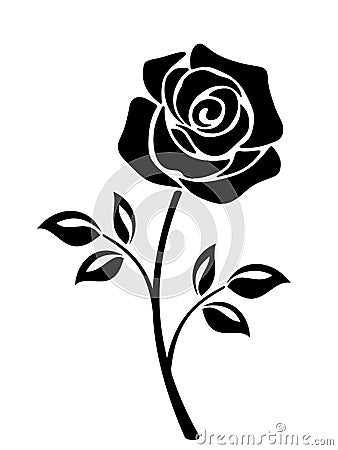 Black silhouette of a rose flower. Vector illustrations. Vector Illustration