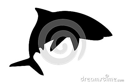 Black silhouette shark giant apex predator cartoon animal design flat vector illustration isolated on white background Cartoon Illustration