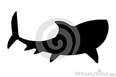 Black silhouette shark giant apex predator cartoon animal design flat vector illustration isolated on white background Cartoon Illustration