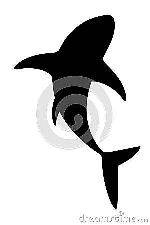 Black silhouette shark giant apex predator cartoon animal design flat vector illustration isolated on white background Cartoon Illustration