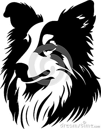 Shetland Sheepdog Black Silhouette Generative Ai Vector Illustration