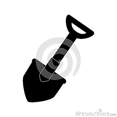 Black silhouette shovel construction tool icon Vector Illustration