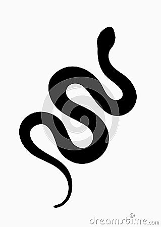 Black silhouette snake. Isolated symbol or icon snake on white background. Abstract sign snake. Vector illustration Vector Illustration
