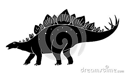 Black silhouette of a stegosaurus on a white background Vector Illustration