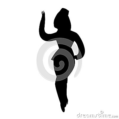 Black silhouette of stewardess. Character illustration isolated on white. Cartoon people vector. Vector Illustration