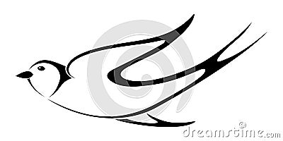 Black silhouette of swallow. Vector illustration. Vector Illustration