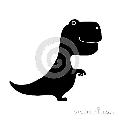 Black silhouette tyrannosaurus dinosaur. Flat design for poster or t-shirt. Vector illustration Vector Illustration
