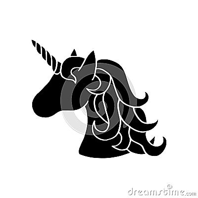 Black silhouette of unicorn`s head vector Vector Illustration