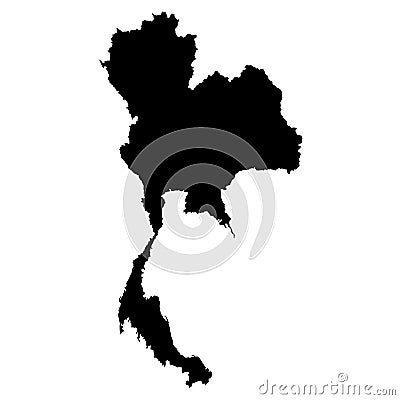 Black silhouette vector design of country map tailand Vector Illustration
