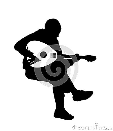 Black silhouette vector of musician playing the oud guitar musical instrument Vector Illustration