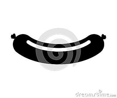 Black silhouette with wavy raw sausage Vector Illustration