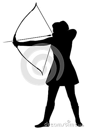 Silhouette of a woman with a bow on a white background Vector Illustration