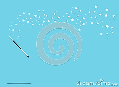 Black and silver magic wand vector background with white stars Vector Illustration