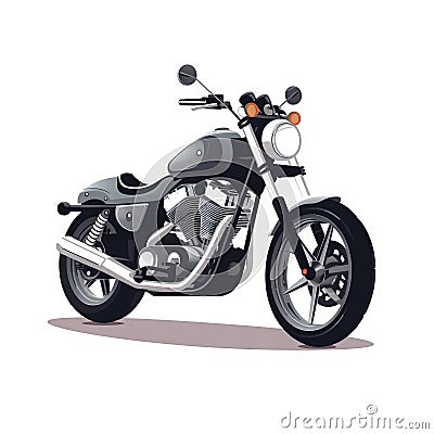 a black and silver motorcycle is shown on a white background with a shadow of the bike and the front wheel is facing the viewer, Stock Photo