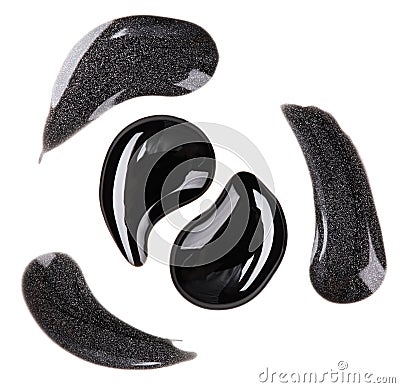 Black and silver nail polish (enamel) drops sample Stock Photo