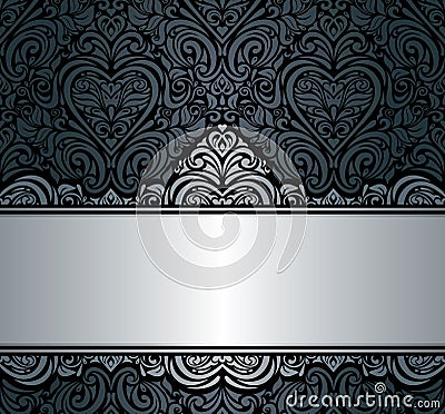 Black & silver vintage invitation background design Vector Illustration