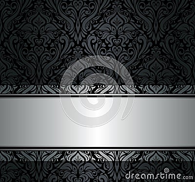 Black & silver vintage wallpaper Stock Photo