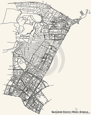 Street roads map Savyetski raion Soviet district of Minsk Vector Illustration