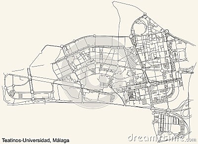 Street roads map of the Teatinos-Universidad district of Malaga, Spain Vector Illustration