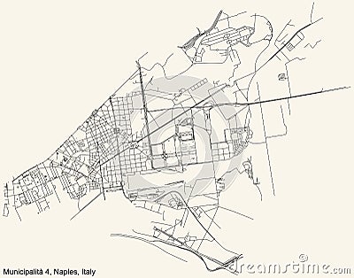 Street roads map of the 4th municipality Poggioreale, San Lorenzo, Vicaria, Zona Industriale of Naples, Italy Vector Illustration