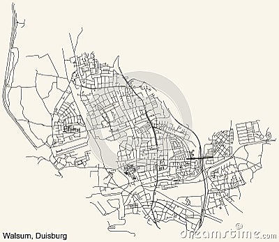 Street roads map of the Walsum district of Duisburg, Germany Vector Illustration