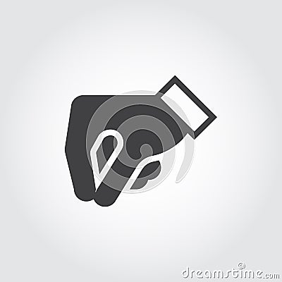 Black simple icon of human gesture hand - give to take or put sign. Image in flat style. Vector illustration Vector Illustration