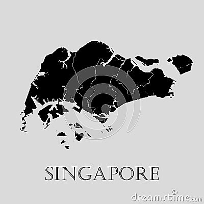 Black Singapore map - vector illustration Cartoon Illustration