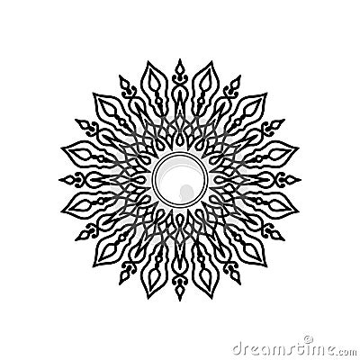 black single mandala ornament Vector Illustration