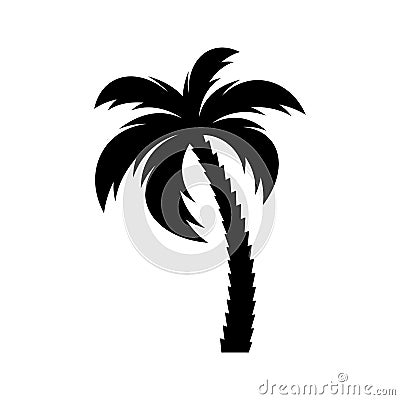 Black single palm tree icon Vector Illustration