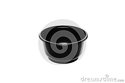 Black single use plastic bowl food container isolated in clipping path. Stock Photo