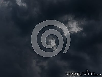 Black, sinister clouds in the sky. Stock Photo