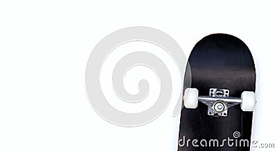 Black skateboard on white Stock Photo