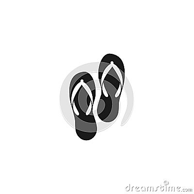 Black slippers. Pair of flip flops, summer time vacation attribute, shoes. Vector Illustration