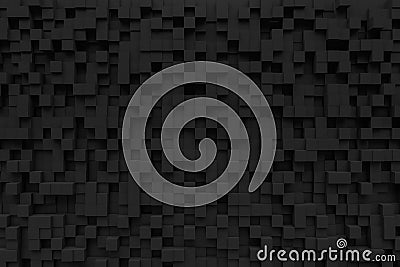 Black small box cube random background pixel pandom 3d rendering Stock Photo