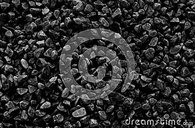 Black small road stone background, dark gravel pebbles stone texture seamless texture, granite,marble Stock Photo