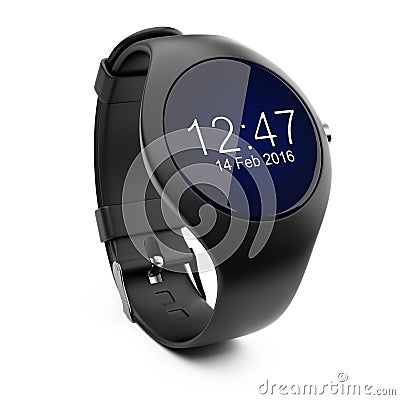 Black smart watch on white background Stock Photo