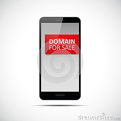 Black smartphone domain for sale mobile phone Vector Illustration