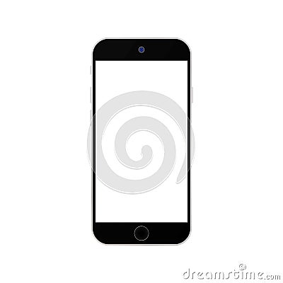 Black smartphone iphone with white screen on white background vector eps10. Smartphone iphone with white screen. Vector Illustration