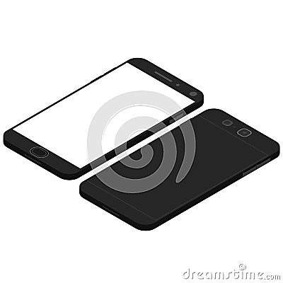 Black smartphone with white Touchscreen display. Vector Illustration