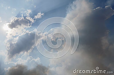 Black smoke from paddy burning floating and covering cloud on sky Stock Photo