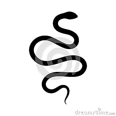 Black snake Silhouette in a simple minimalistic style. Vector isolated illustration on a white background Vector Illustration