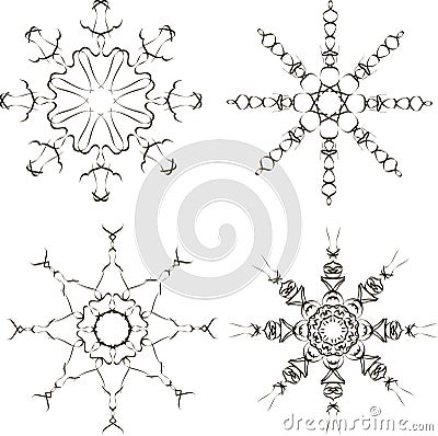 Black snowflakes on a white background Vector Illustration