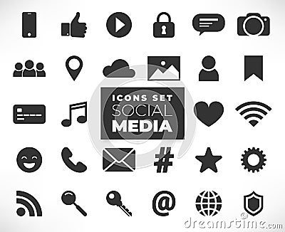 Black social media icons set Vector Illustration