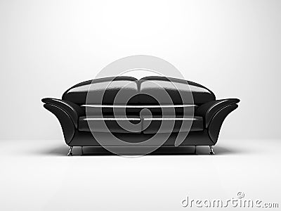 Black sofa on white background insulated Stock Photo