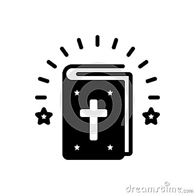 Black solid icon for Bible, authority and creed Vector Illustration