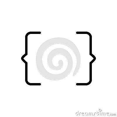 Black solid icon for Brackets, code and coding Vector Illustration
