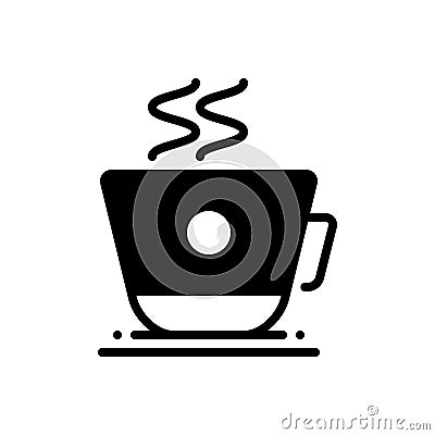 Black solid icon for Coffee cup, decaf and food Vector Illustration