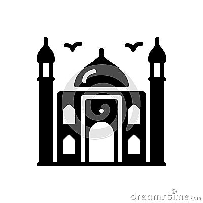 Black solid icon for The, mosque and architecture Vector Illustration