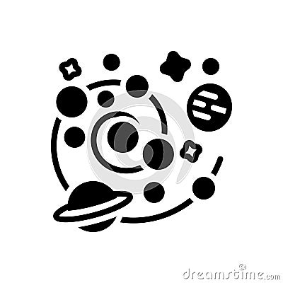 Black solid icon for Galaxy, milky way and elliptical Vector Illustration