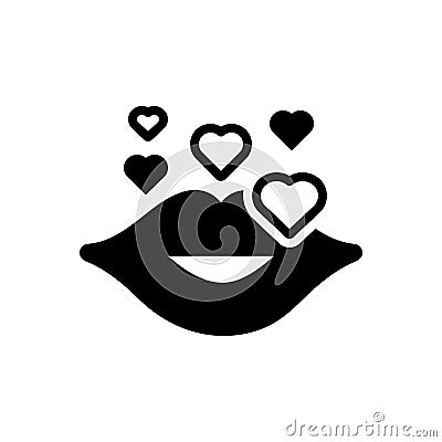 Black solid icon for Kiss Day, mouth and lip Stock Photo